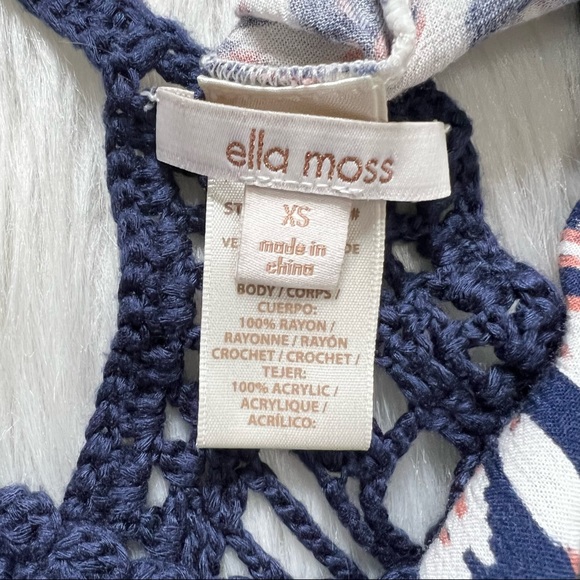 Ella Moss Navy Blue Crochet Colorful Watercolor Split Hem Sleeveless Maxi Dress - Picture 10 of 12